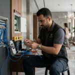 نصب و کابل‌کشی آیفون تصویری IP در ورودی آپارتمان